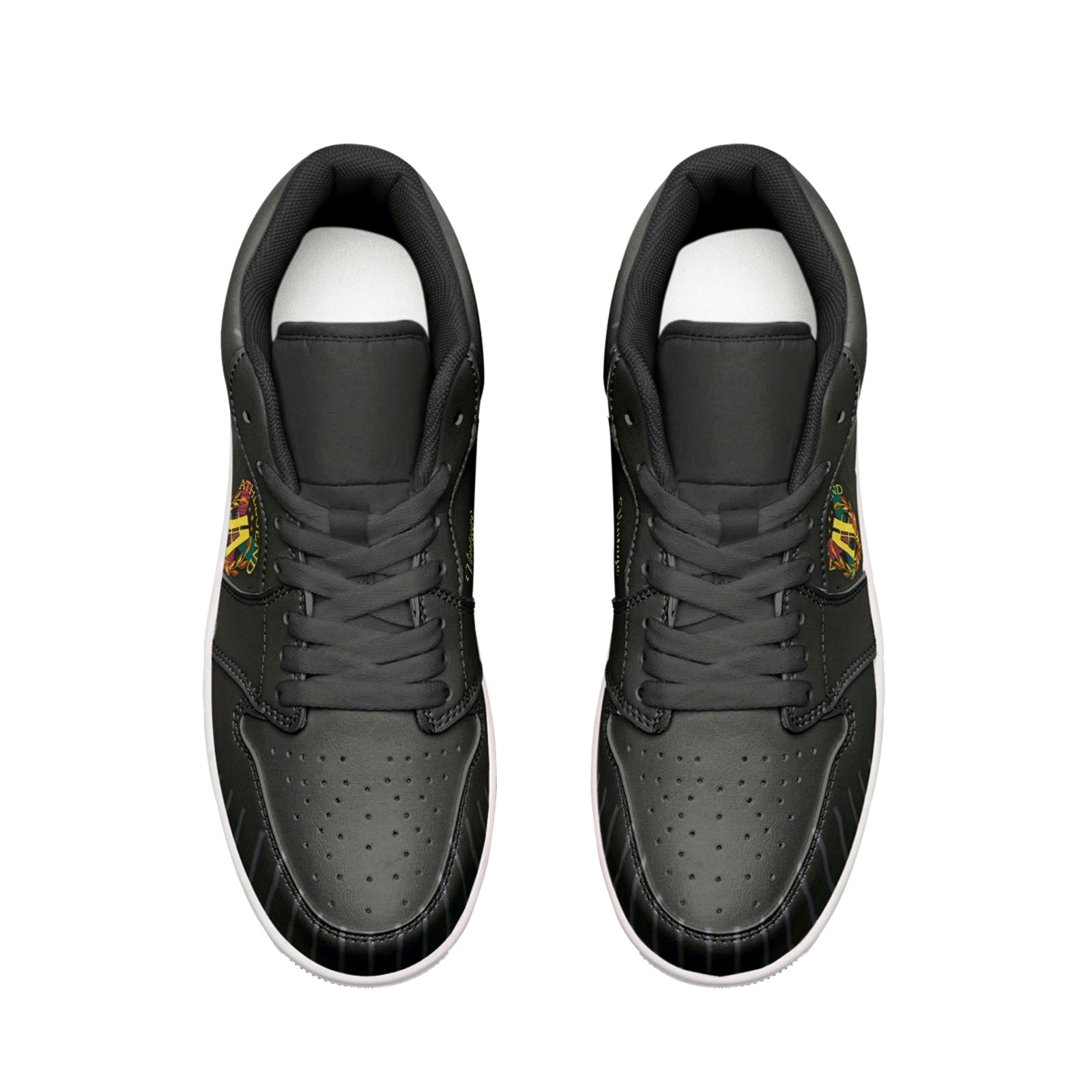Athlegend Vintage Streak Unisex Low Top Leather Sneakers (Black)