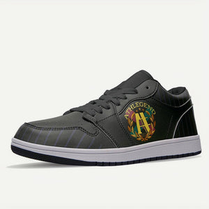 Athlegend Vintage Streak Unisex Low Top Leather Sneakers (Black)