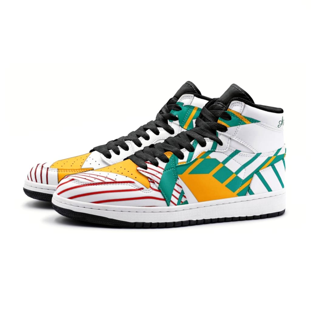 Athlegend Abstract Retro High Top Sneaker (White / Green)