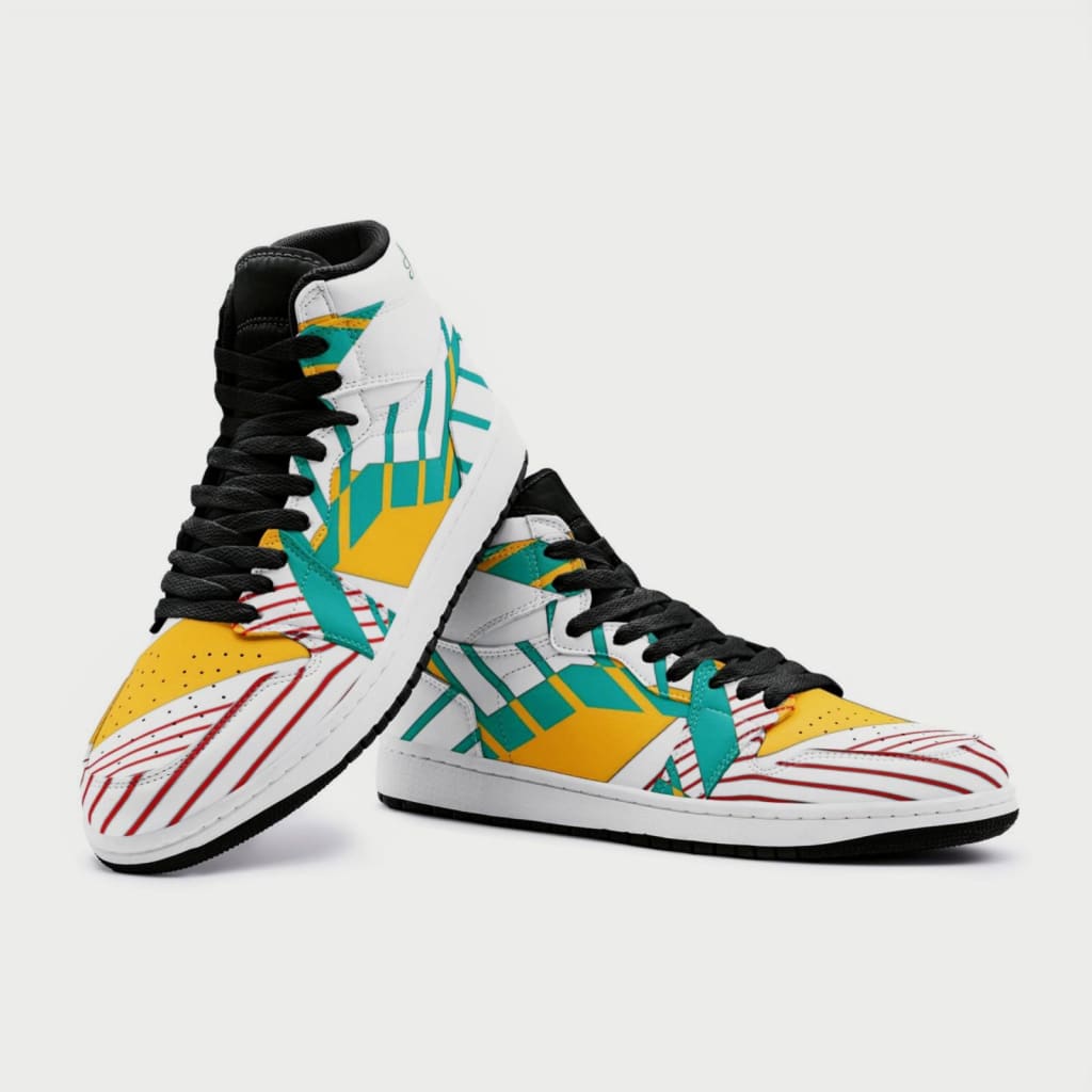 Athlegend Abstract Retro High Top Sneaker (White / Green)